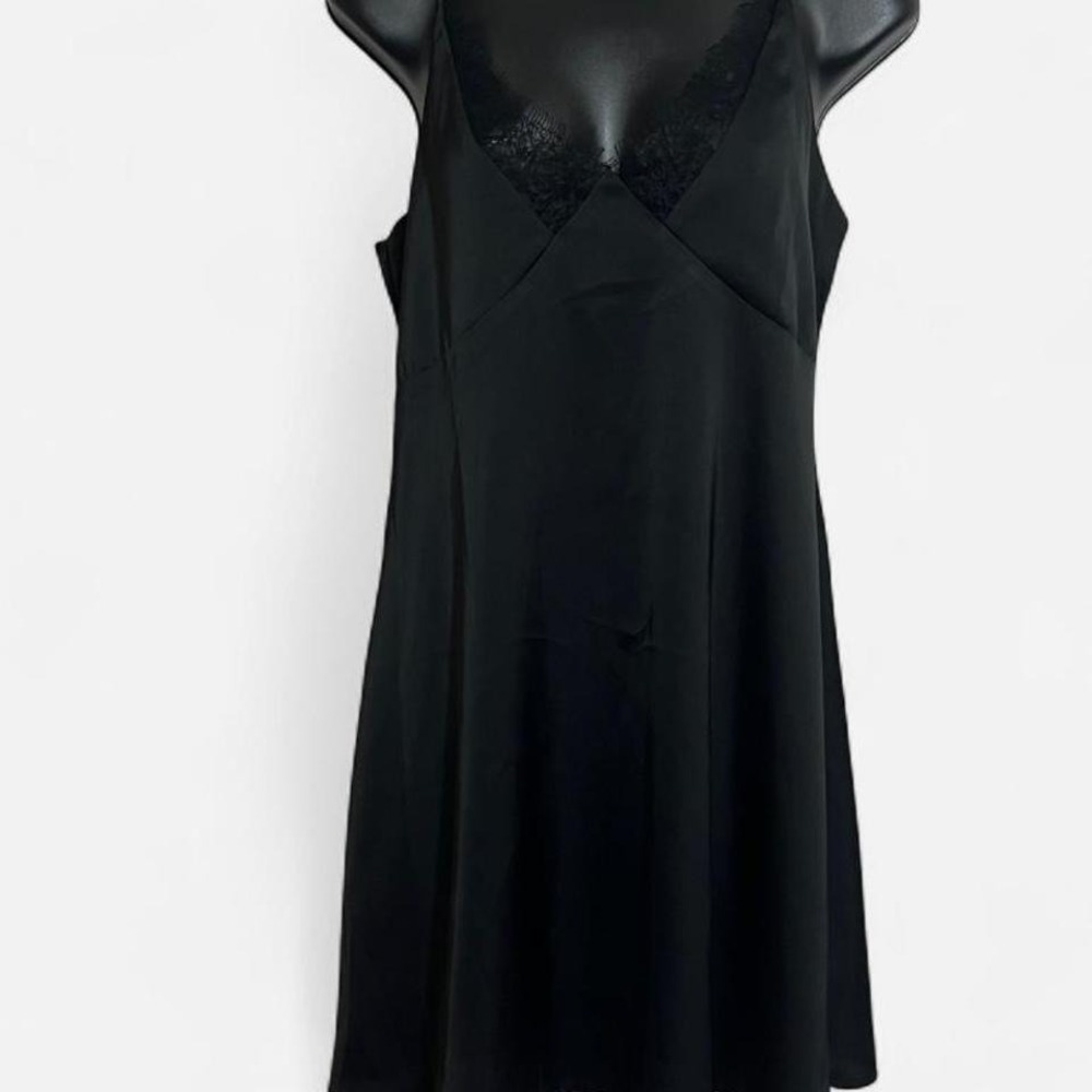 Black lace slip dress with adjustable straps